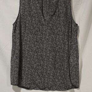 Joie Blouse Womens M Black Silk Sleeveless Pleated Neck Dot Print 1710A-24067